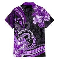 Polynesia Paisley Family Matching Off Shoulder Maxi Dress and Hawaiian Shirt Mix Purple Polynesian Pattern LT05 - Polynesian Pride