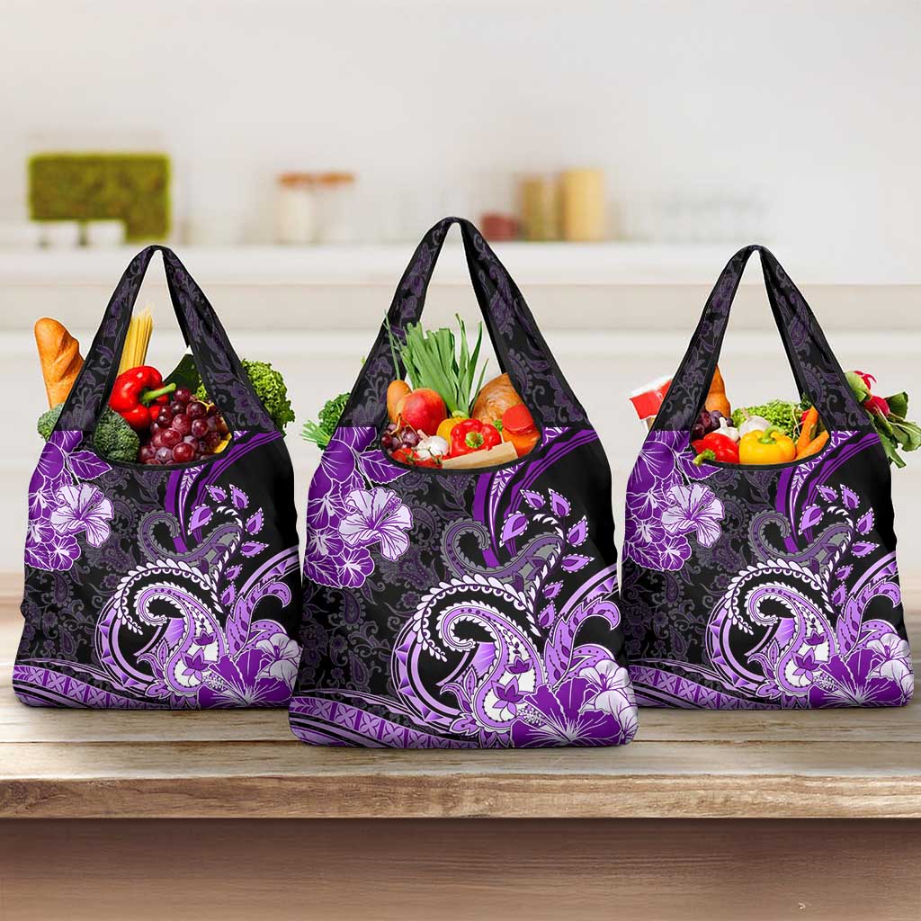Polynesia Paisley Grocery Bag Mix Purple Polynesian Pattern