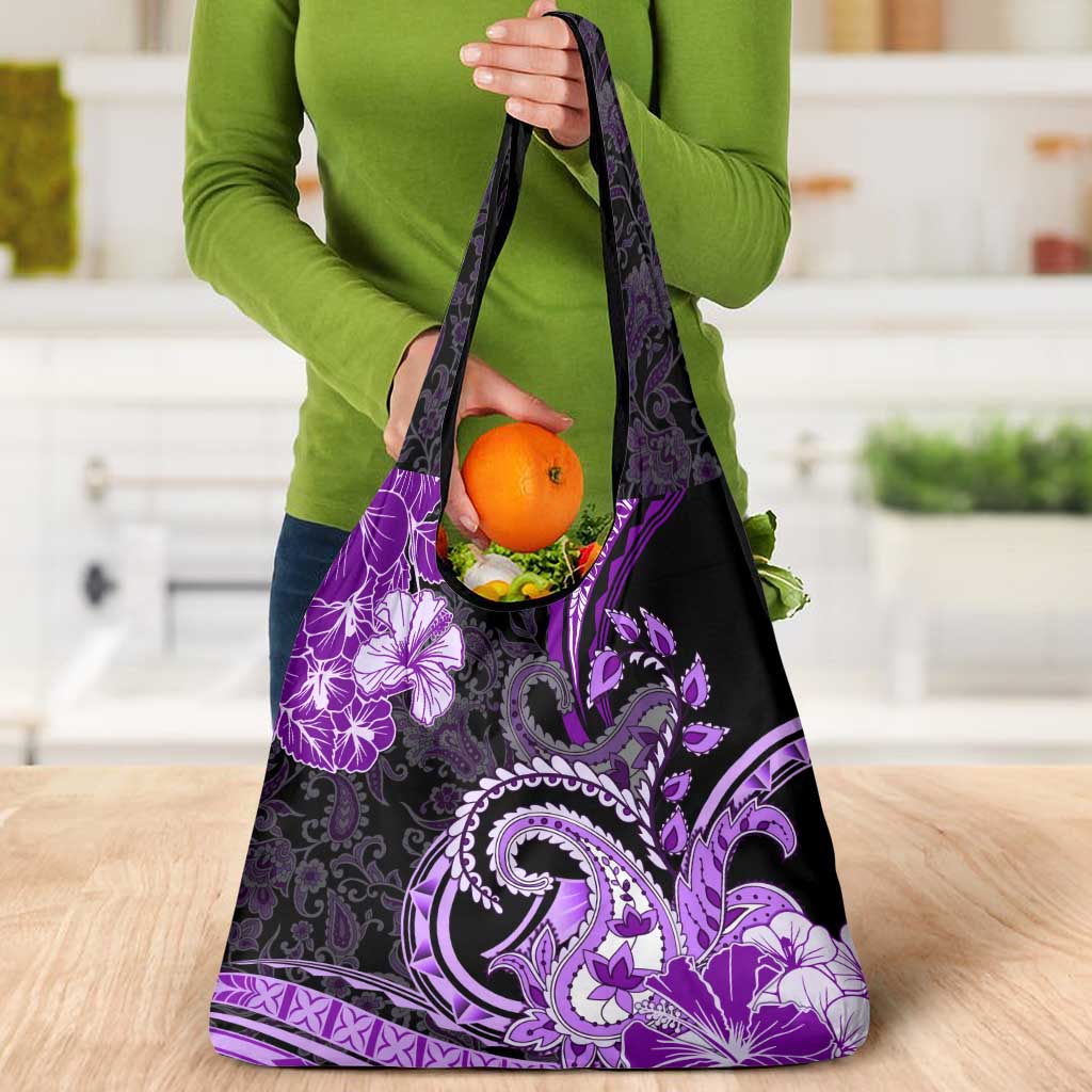 Polynesia Paisley Grocery Bag Mix Purple Polynesian Pattern