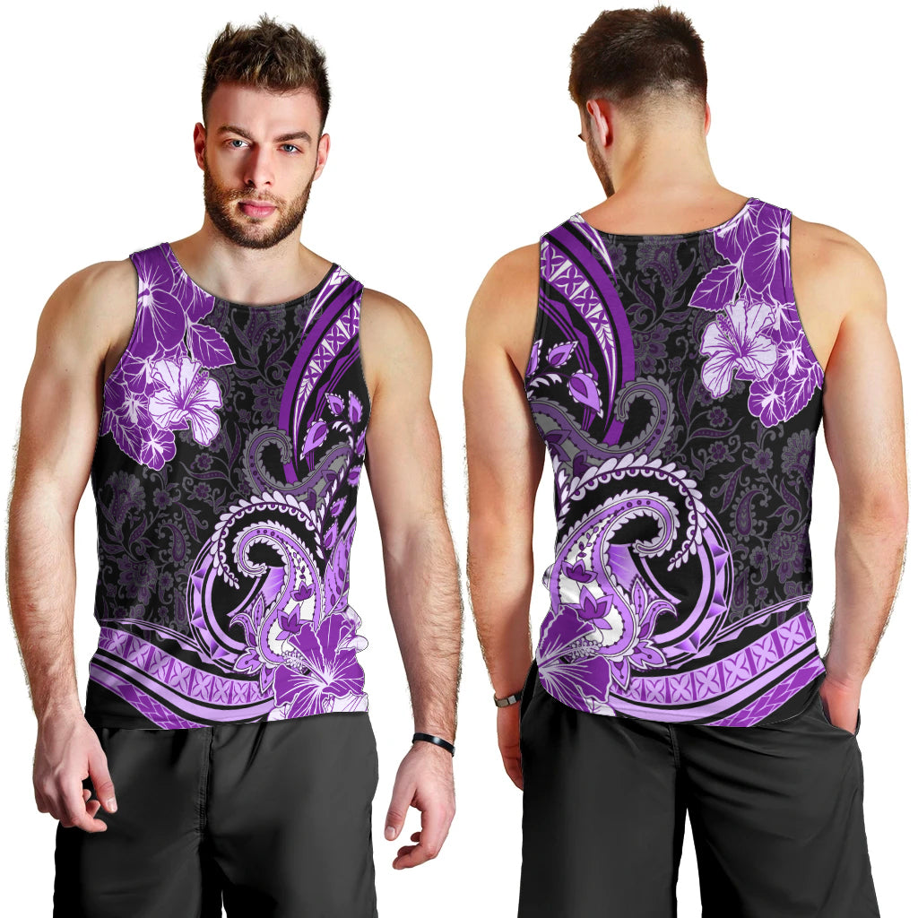 Polynesia Paisley Men Tank Top Mix Purple Polynesian Pattern LT05 - Polynesian Pride