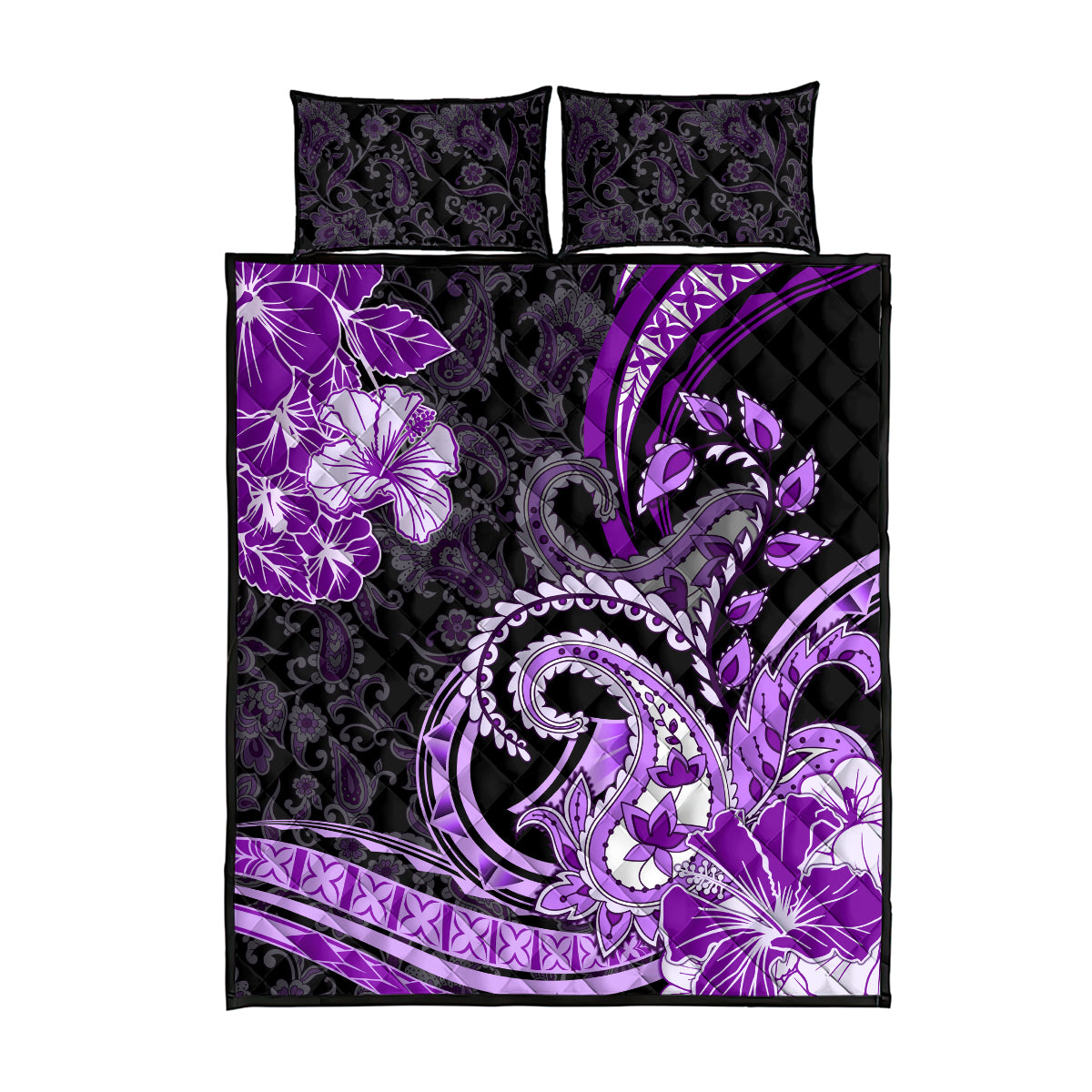 Polynesia Paisley Quilt Bed Set Mix Purple Polynesian Pattern