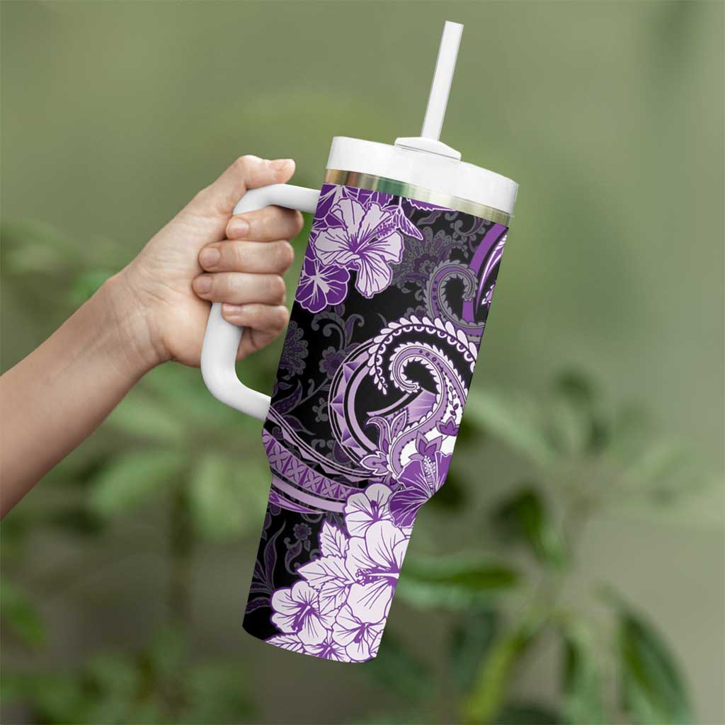 Polynesia Paisley Tumbler With Handle Mix Purple Polynesian Pattern