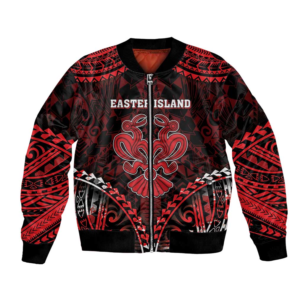 Personalised Easter Island Bomber Jacket Polynesian Pattern Emblem