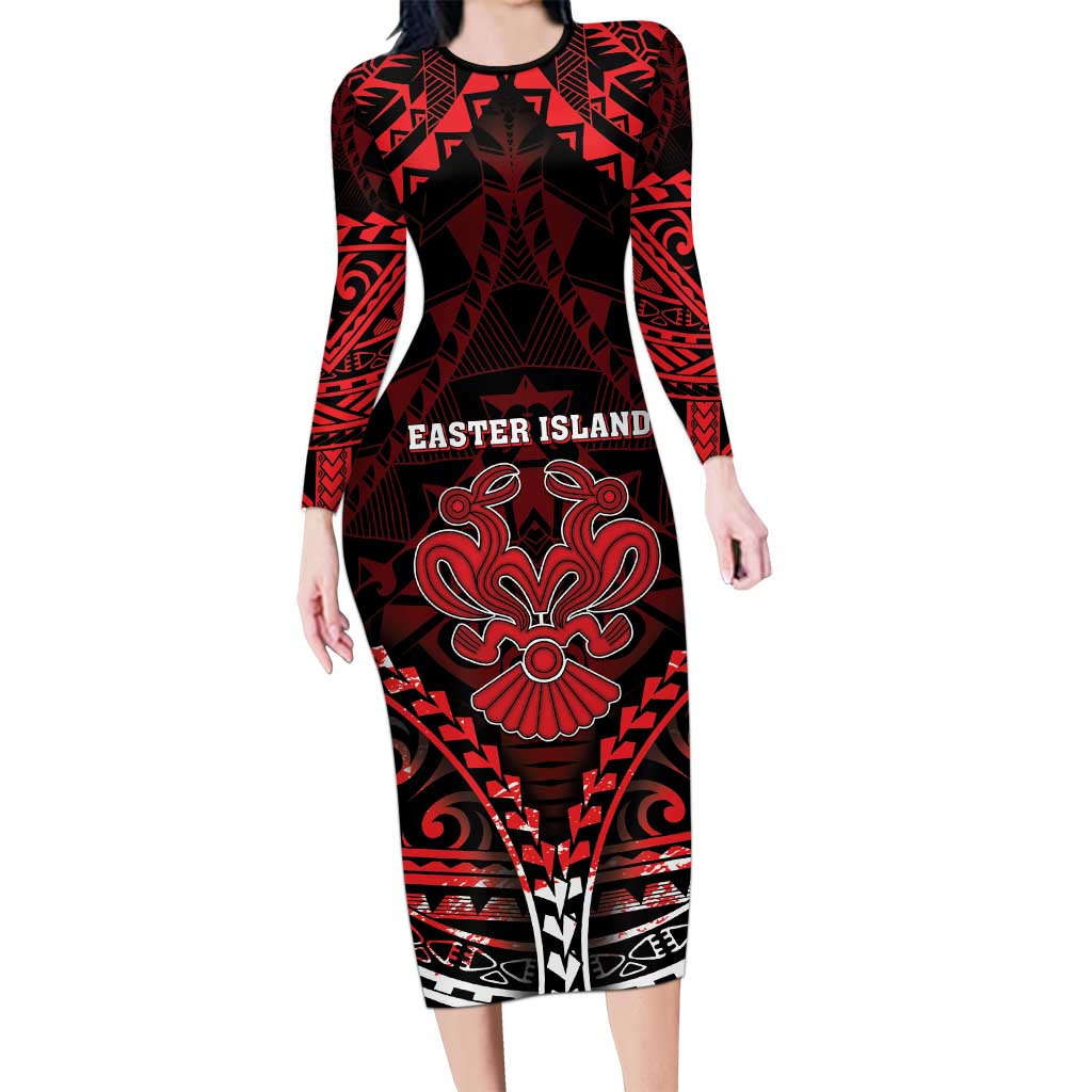 Personalised Easter Island Family Matching Long Sleeve Bodycon Dress and Hawaiian Shirt Polynesian Pattern Emblem