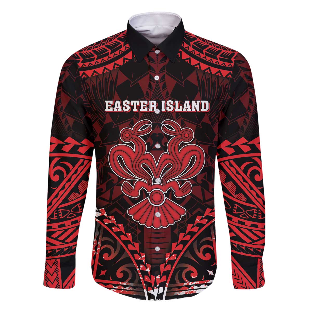 Personalised Easter Island Family Matching Off The Shoulder Long Sleeve Dress and Hawaiian Shirt Polynesian Pattern Emblem