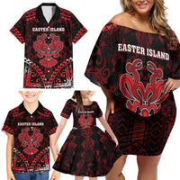 Personalised Easter Island Family Matching Off Shoulder Short Dress and Hawaiian Shirt Polynesian Pattern Emblem