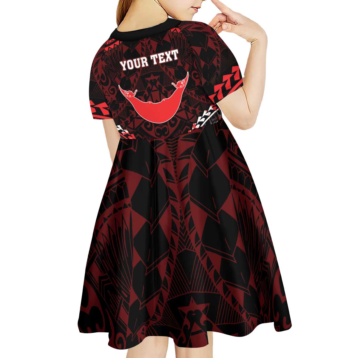 Personalised Easter Island Kid Short Sleeve Dress Polynesian Pattern Emblem