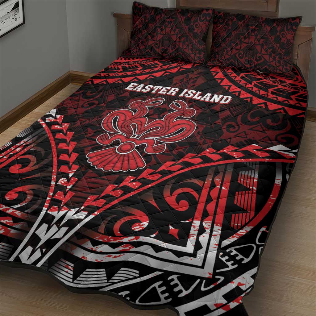 Easter Island Quilt Bed Set Polynesian Pattern Emblem