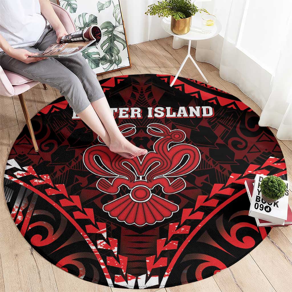 Easter Island Round Carpet Polynesian Pattern Emblem