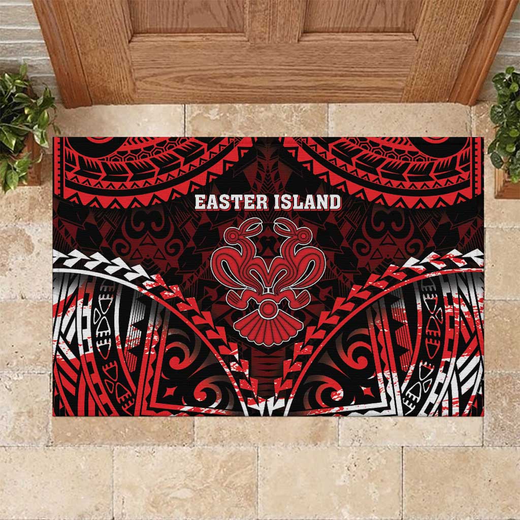 Easter Island Rubber Doormat Polynesian Pattern Emblem