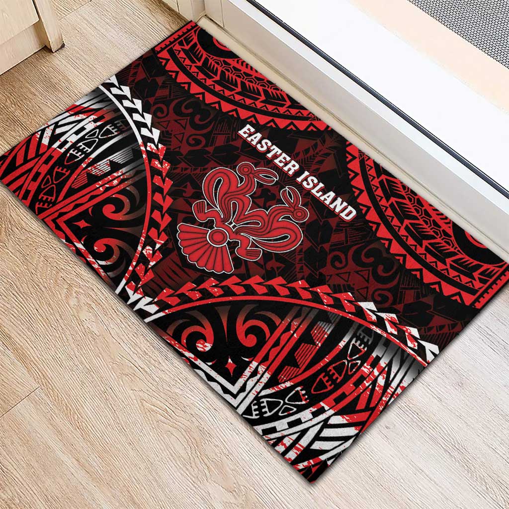 Easter Island Rubber Doormat Polynesian Pattern Emblem
