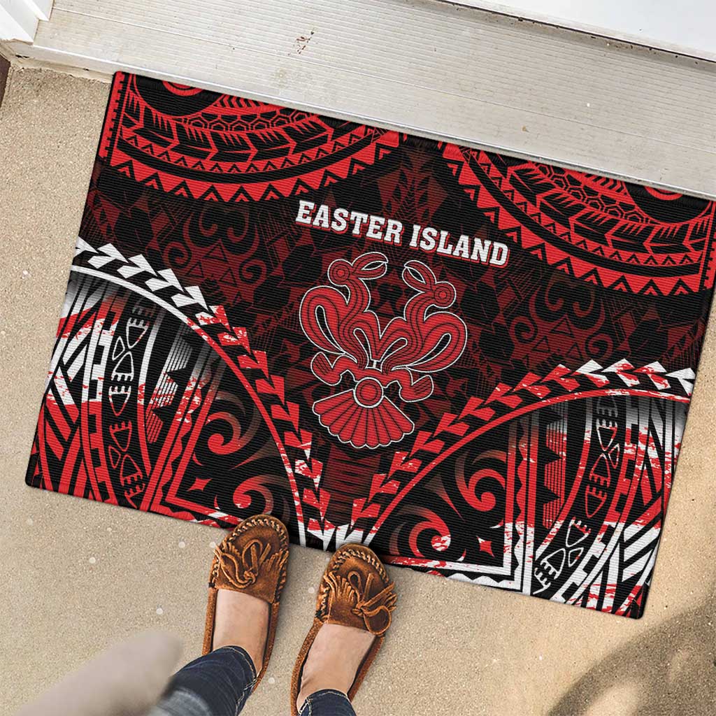 Easter Island Rubber Doormat Polynesian Pattern Emblem