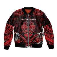 Personalised Easter Island Sleeve Zip Bomber Jacket Polynesian Pattern Emblem