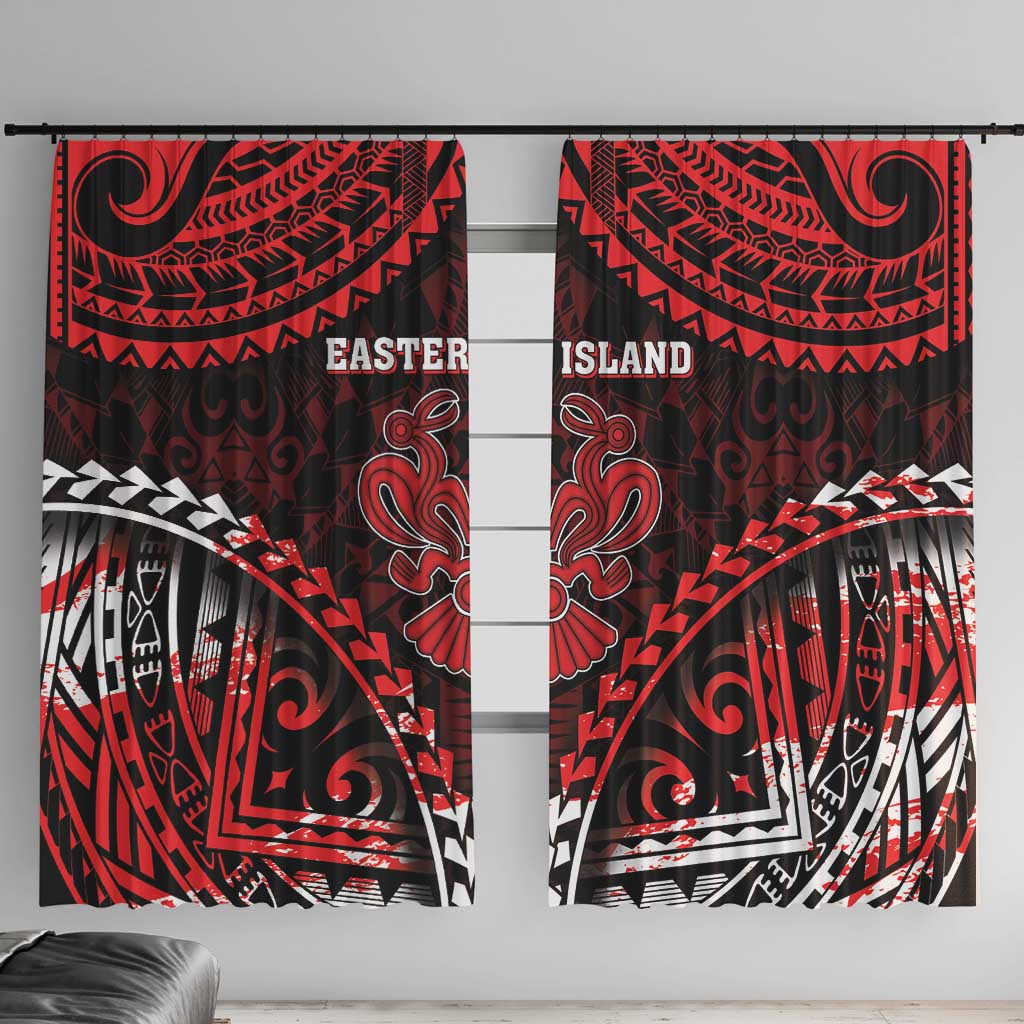 Easter Island Window Curtain Polynesian Pattern Emblem