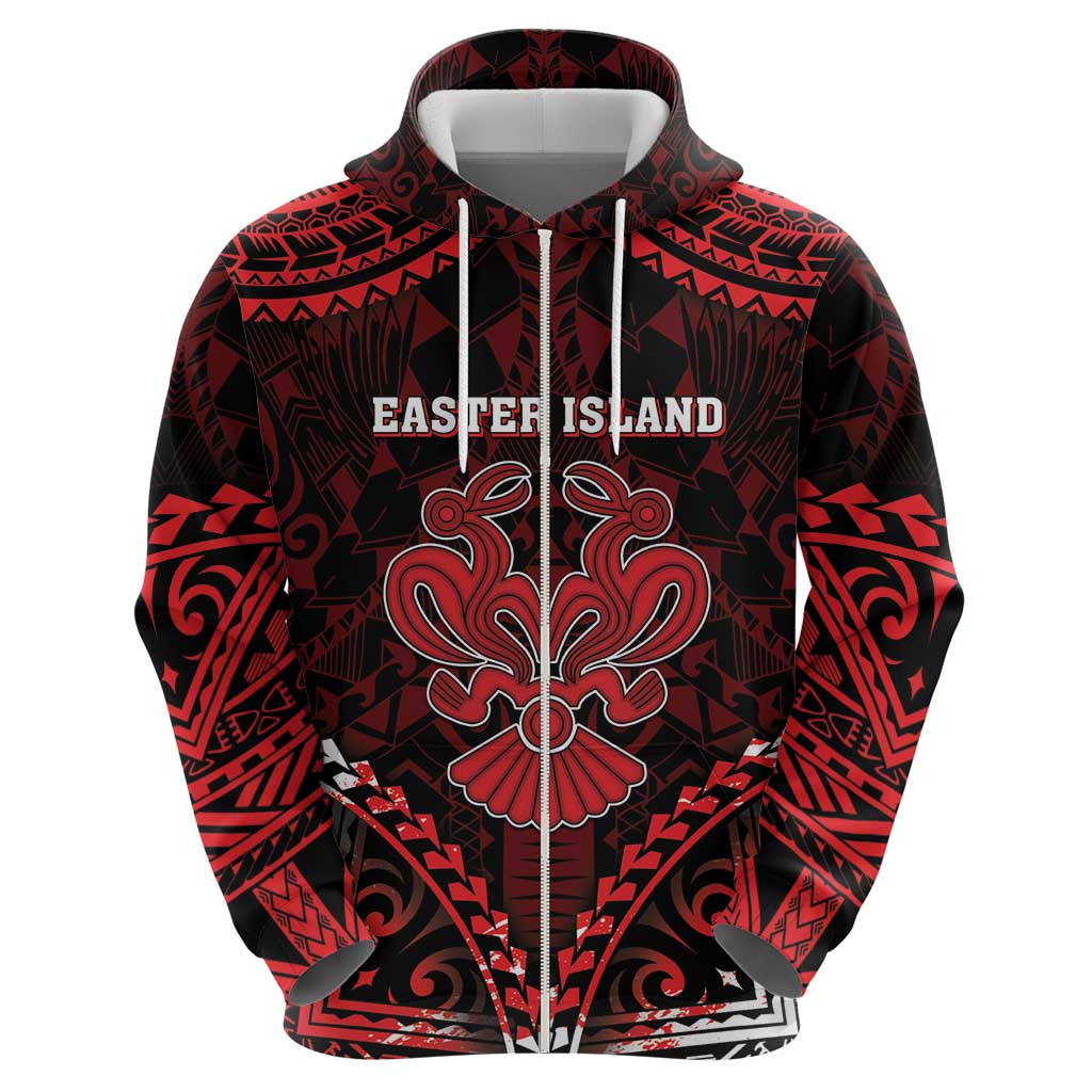 Personalised Easter Island Zip Hoodie Polynesian Pattern Emblem