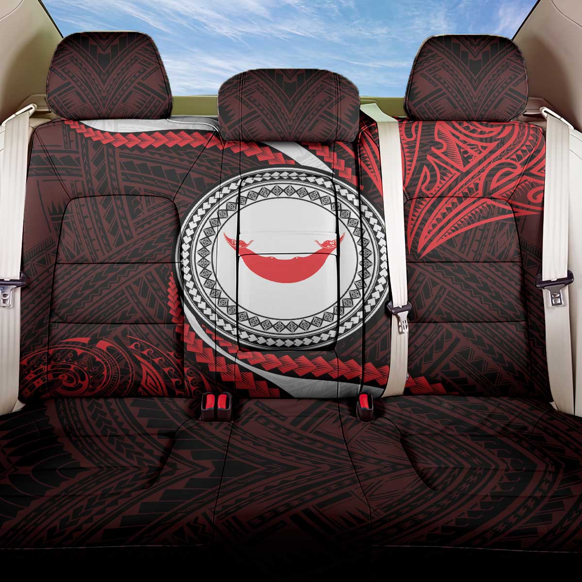 Easter Island Back Car Seat Cover Moai Statues Polynesian Style