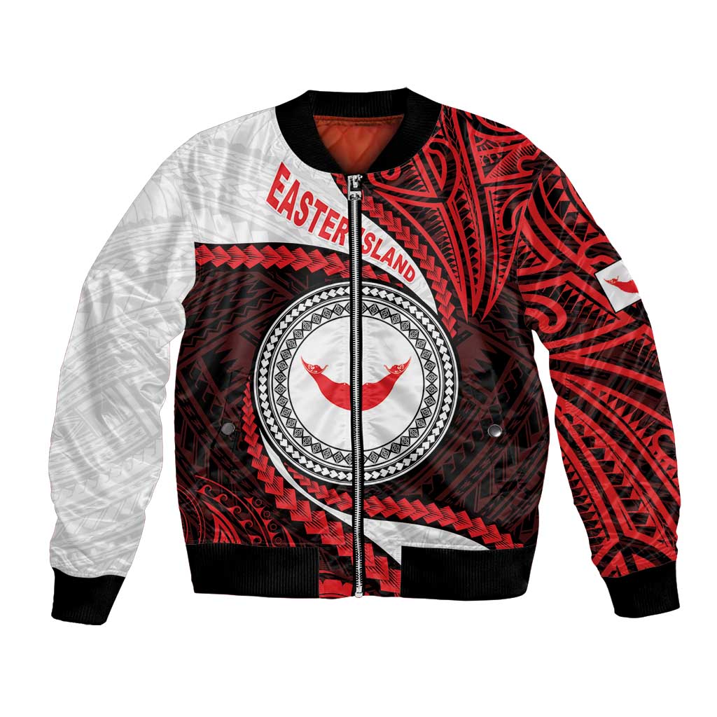 Easter Island Bomber Jacket Moai Statues Polynesian Style