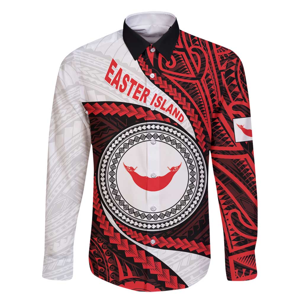 Easter Island Family Matching Long Sleeve Bodycon Dress and Hawaiian Shirt Moai Statues Polynesian Style