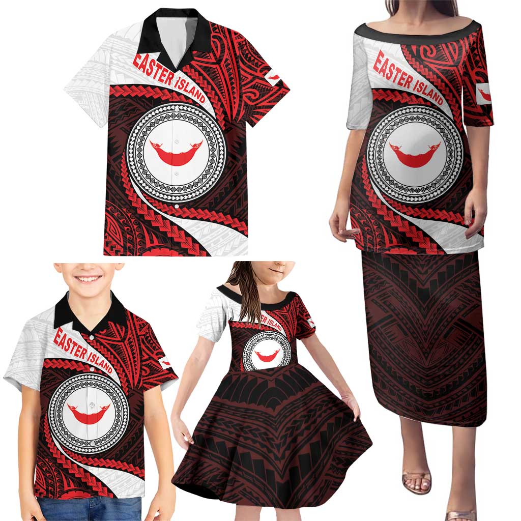 Easter Island Family Matching Puletasi and Hawaiian Shirt Moai Statues Polynesian Style