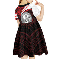 Easter Island Kid Short Sleeve Dress Moai Statues Polynesian Style