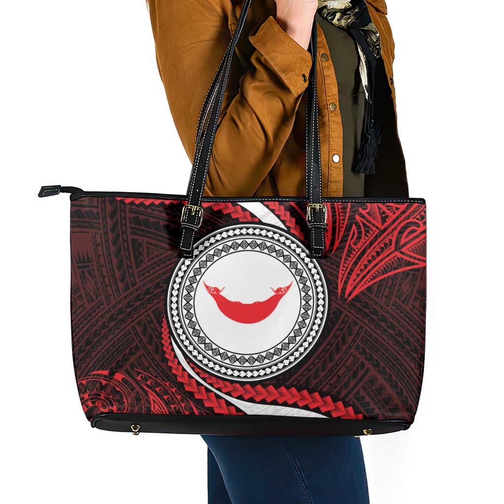 Easter Island Leather Tote Bag Moai Statues Polynesian Style