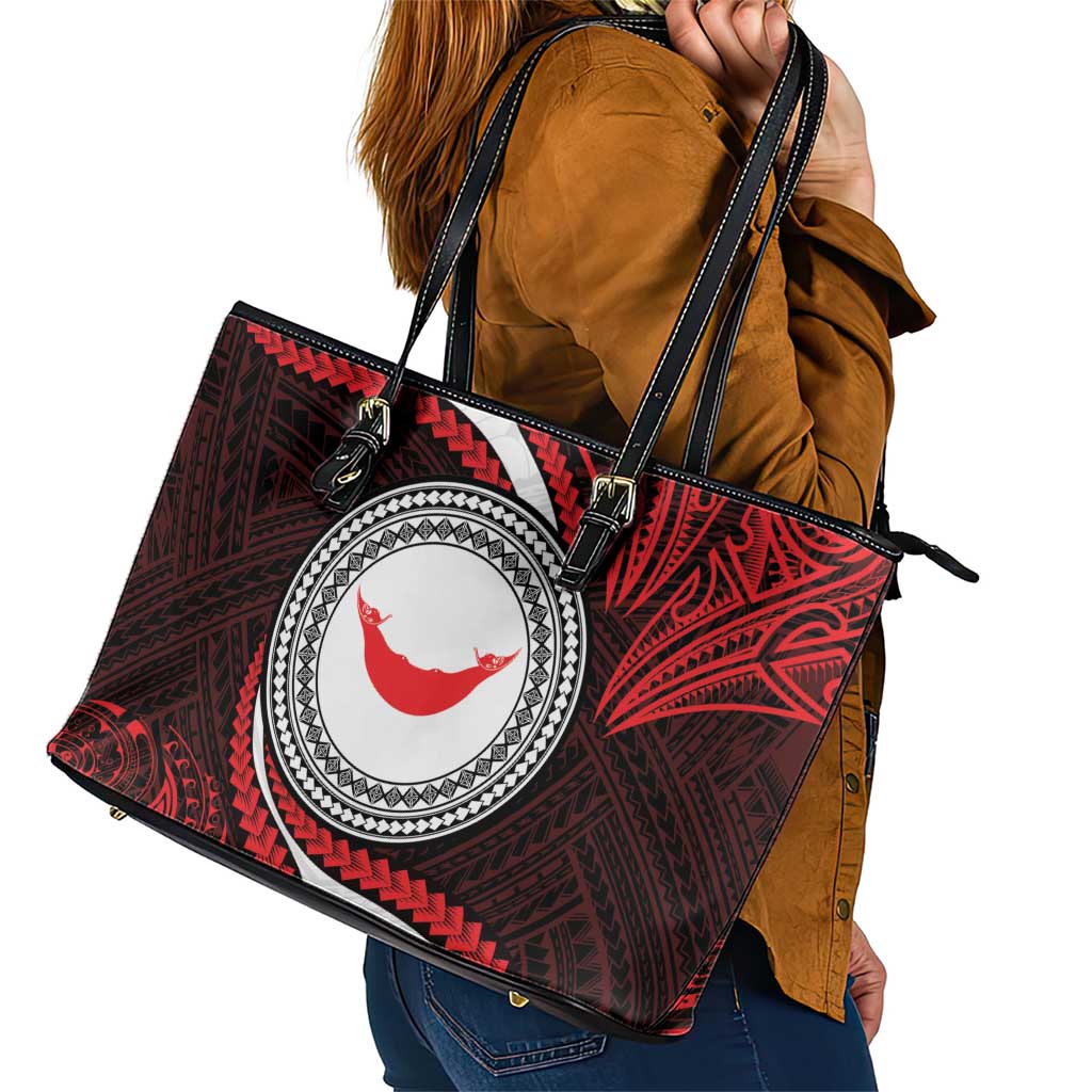 Easter Island Leather Tote Bag Moai Statues Polynesian Style