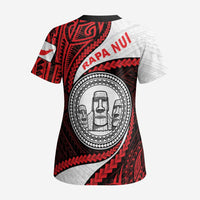 Easter Island Scrub Top Moai Statues Polynesian Style - Polynesian Pride