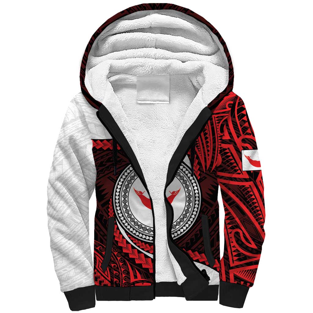 Easter Island Sherpa Hoodie Moai Statues Polynesian Style