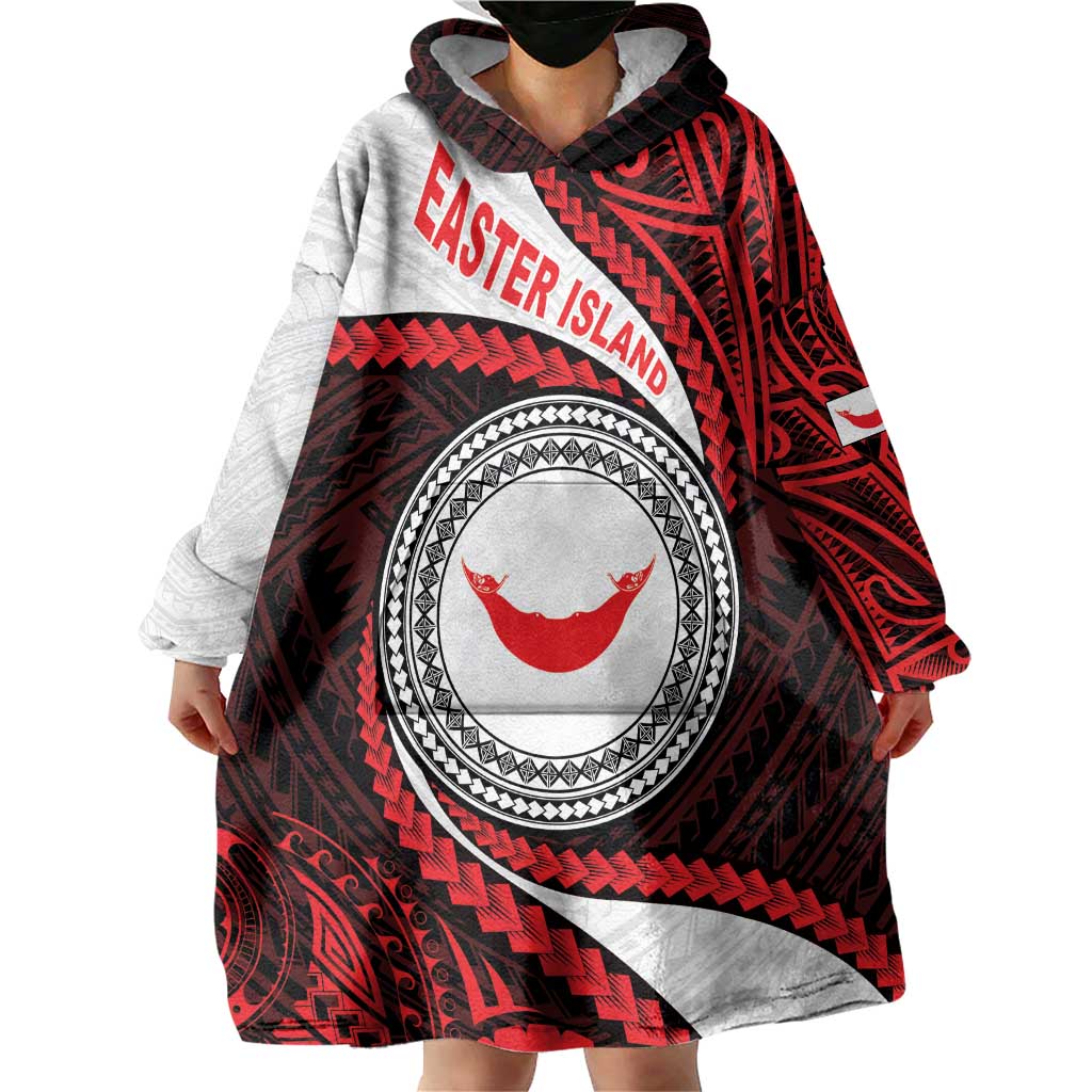 Easter Island Wearable Blanket Hoodie Moai Statues Polynesian Style