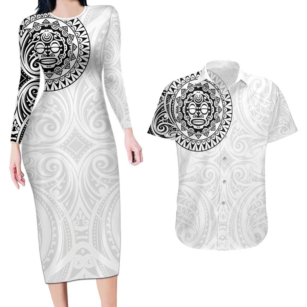 New Zealand Aotearoa Couples Matching Long Sleeve Bodycon Dress and Hawaiian Shirt Maori Te Mata O Rongokako