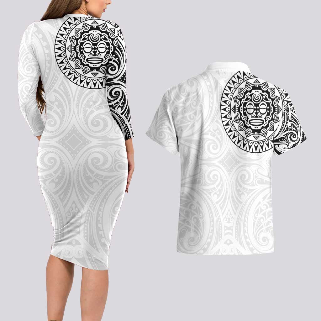New Zealand Aotearoa Couples Matching Long Sleeve Bodycon Dress and Hawaiian Shirt Maori Te Mata O Rongokako