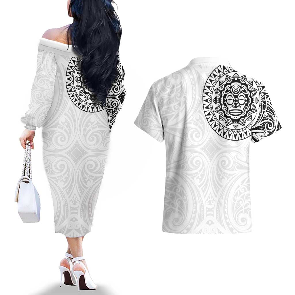 New Zealand Aotearoa Couples Matching Off The Shoulder Long Sleeve Dress and Hawaiian Shirt Maori Te Mata O Rongokako