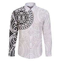 New Zealand Aotearoa Family Matching Tank Maxi Dress and Hawaiian Shirt Maori Te Mata O Rongokako LT05 Dad's Shirt - Long Sleeve White - Polynesian Pride