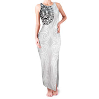 New Zealand Aotearoa Family Matching Tank Maxi Dress and Hawaiian Shirt Maori Te Mata O Rongokako LT05 Mom's Dress White - Polynesian Pride