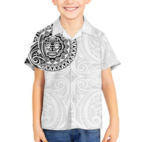 New Zealand Aotearoa Family Matching Tank Maxi Dress and Hawaiian Shirt Maori Te Mata O Rongokako LT05 Son's Shirt White - Polynesian Pride