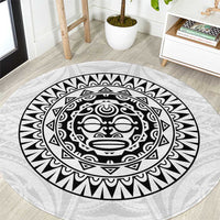 New Zealand Aotearoa Round Carpet Maori Te Mata O Rongokako LT05 White - Polynesian Pride