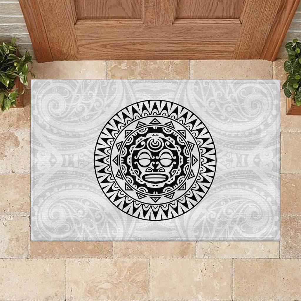New Zealand Aotearoa Rubber Doormat Maori Te Mata O Rongokako LT05 White - Polynesian Pride