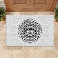 New Zealand Aotearoa Rubber Doormat Maori Te Mata O Rongokako LT05 White - Polynesian Pride