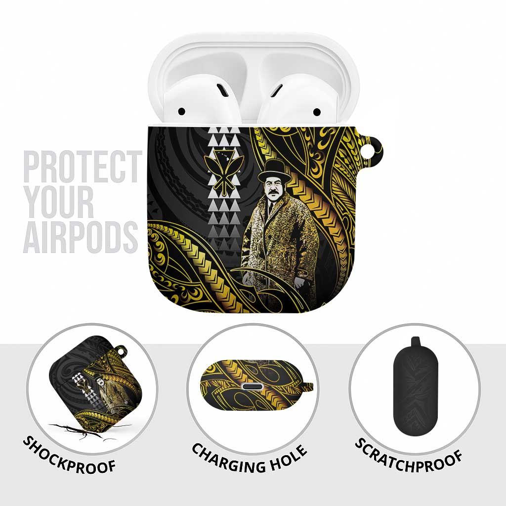 Hawaii Kuhio The Citizen Prince AirPods Case Gold Polynesian Tribal Tattoo