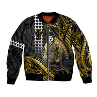 Hawaii Kuhio The Citizen Prince Bomber Jacket Gold Polynesian Tribal Tattoo