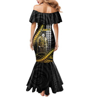 Hawaii Kuhio The Citizen Prince Family Matching Mermaid Dress and Hawaiian Shirt Gold Polynesian Tribal Tattoo