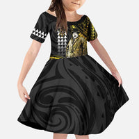 Hawaii Kuhio The Citizen Prince Family Matching Short Sleeve Bodycon Dress and Hawaiian Shirt Gold Polynesian Tribal Tattoo