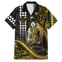 Hawaii Kuhio The Citizen Prince Family Matching Short Sleeve Bodycon Dress and Hawaiian Shirt Gold Polynesian Tribal Tattoo
