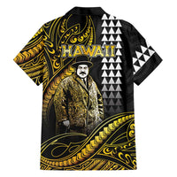 Hawaii Kuhio The Citizen Prince Family Matching Short Sleeve Bodycon Dress and Hawaiian Shirt Gold Polynesian Tribal Tattoo