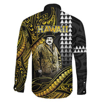 Hawaii Kuhio The Citizen Prince Family Matching Short Sleeve Bodycon Dress and Hawaiian Shirt Gold Polynesian Tribal Tattoo