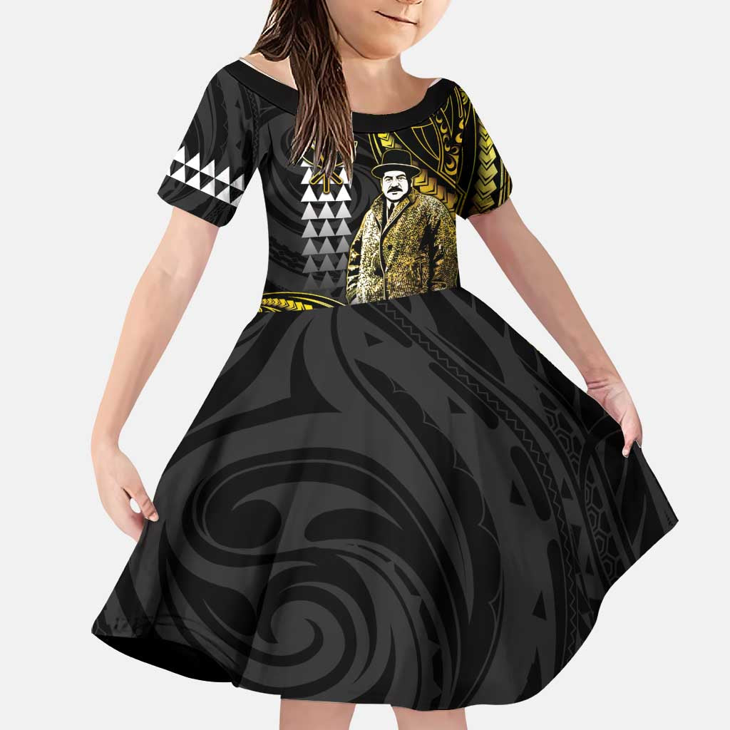 Hawaii Kuhio The Citizen Prince Family Matching Tank Maxi Dress and Hawaiian Shirt Gold Polynesian Tribal Tattoo