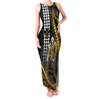 Hawaii Kuhio The Citizen Prince Family Matching Tank Maxi Dress and Hawaiian Shirt Gold Polynesian Tribal Tattoo