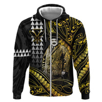 Hawaii Kuhio The Citizen Prince Hoodie Gold Polynesian Tribal Tattoo LT05 Zip Hoodie Gold - Polynesian Pride