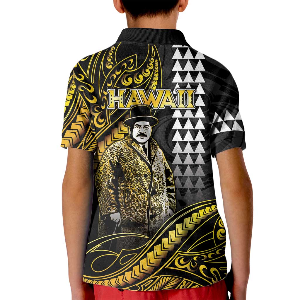 Hawaii Kuhio The Citizen Prince Kid Polo Shirt Gold Polynesian Tribal Tattoo