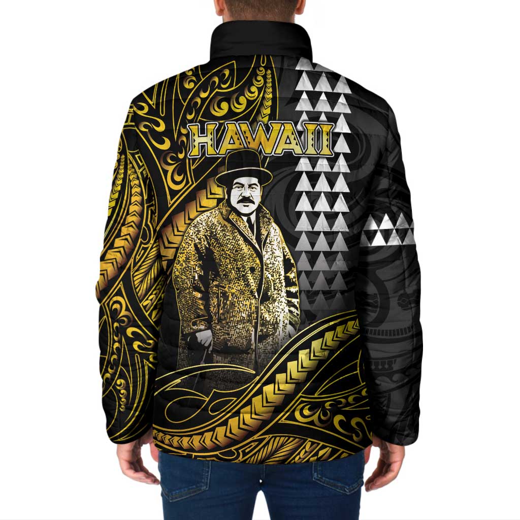Hawaii Kuhio The Citizen Prince Padded Jacket Gold Polynesian Tribal Tattoo LT05 - Polynesian Pride